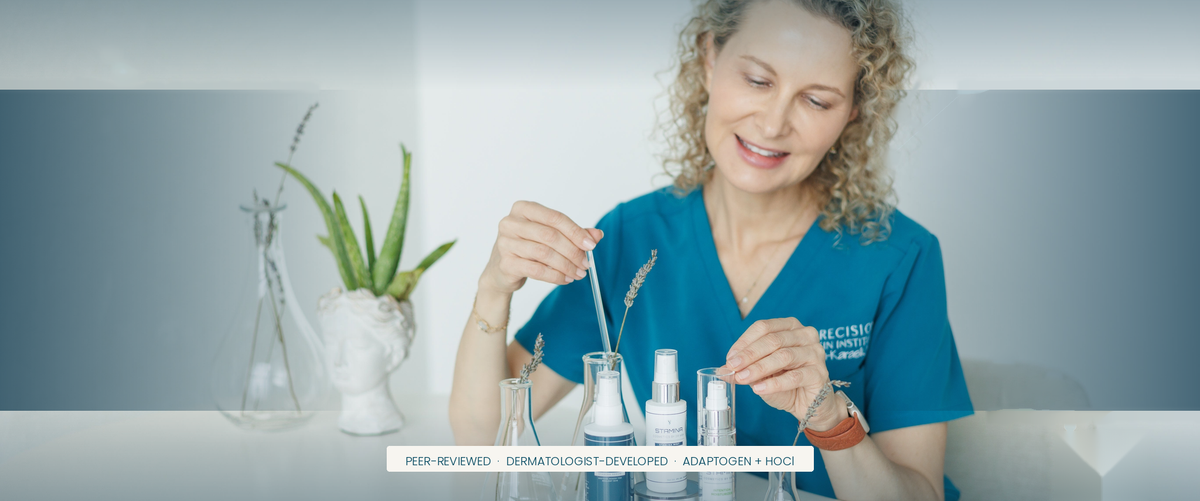 Dr. Marianna Blyumin-Karasik in the lab with Stamina products, Evidence page hero